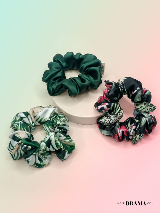 Tropical Satin Scrunchies Set Of 3