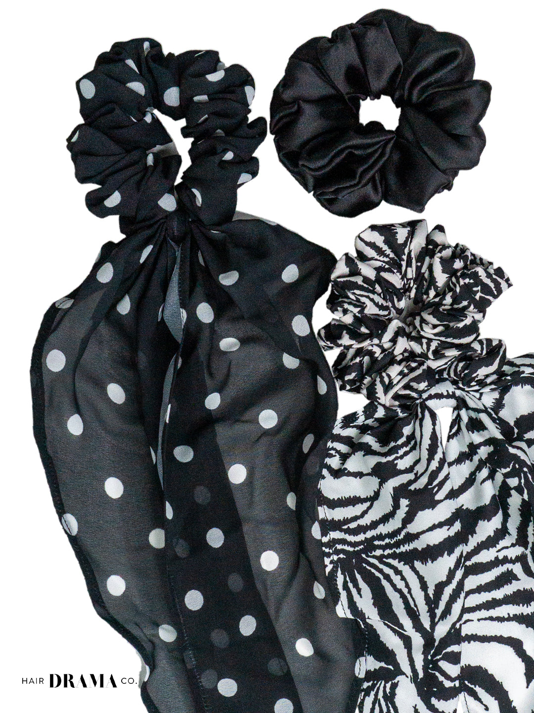 Monochrome Scrunchies Set Of 3