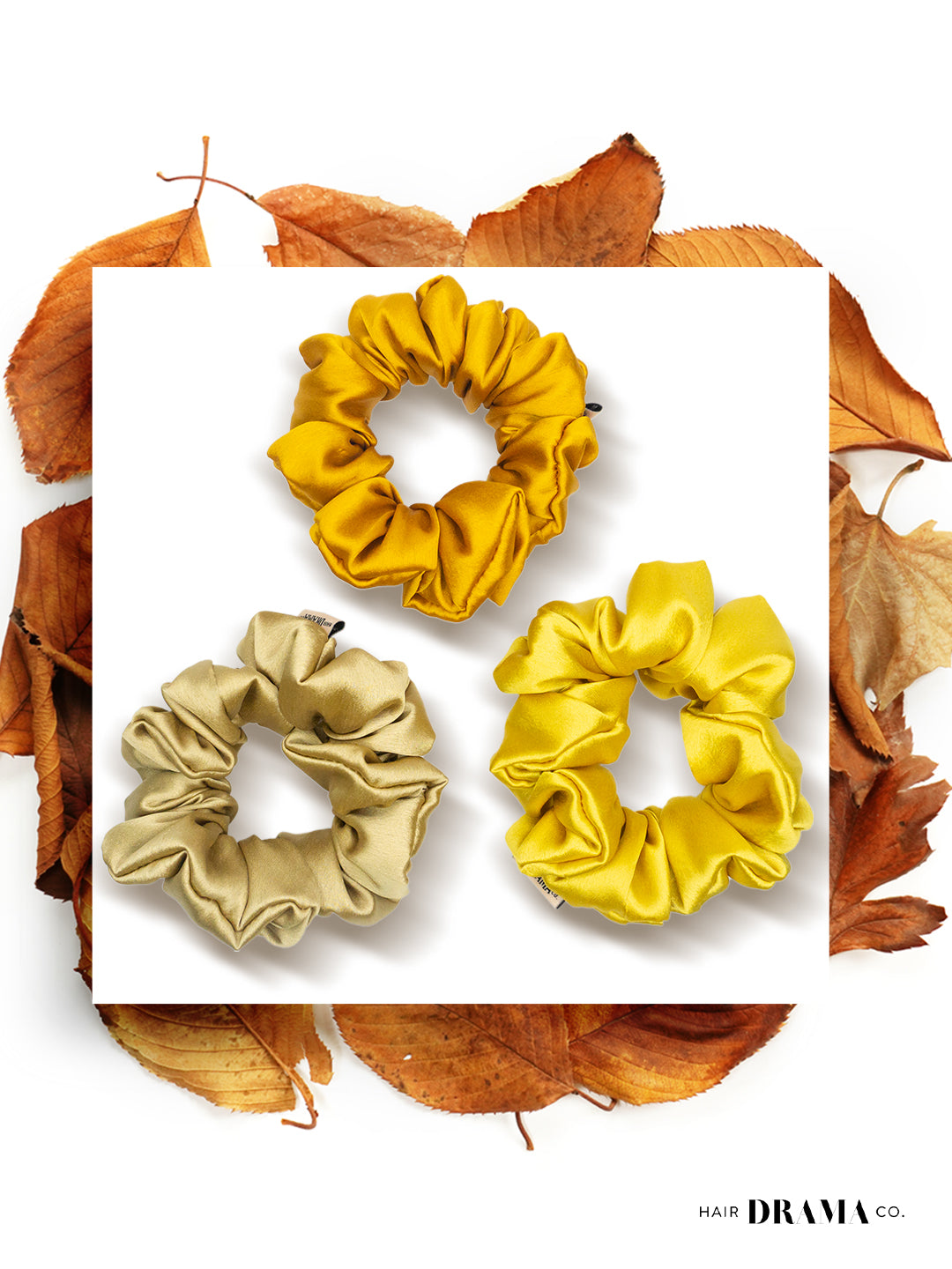 Shades Of Tan Satin Scrunchies Set Of 3