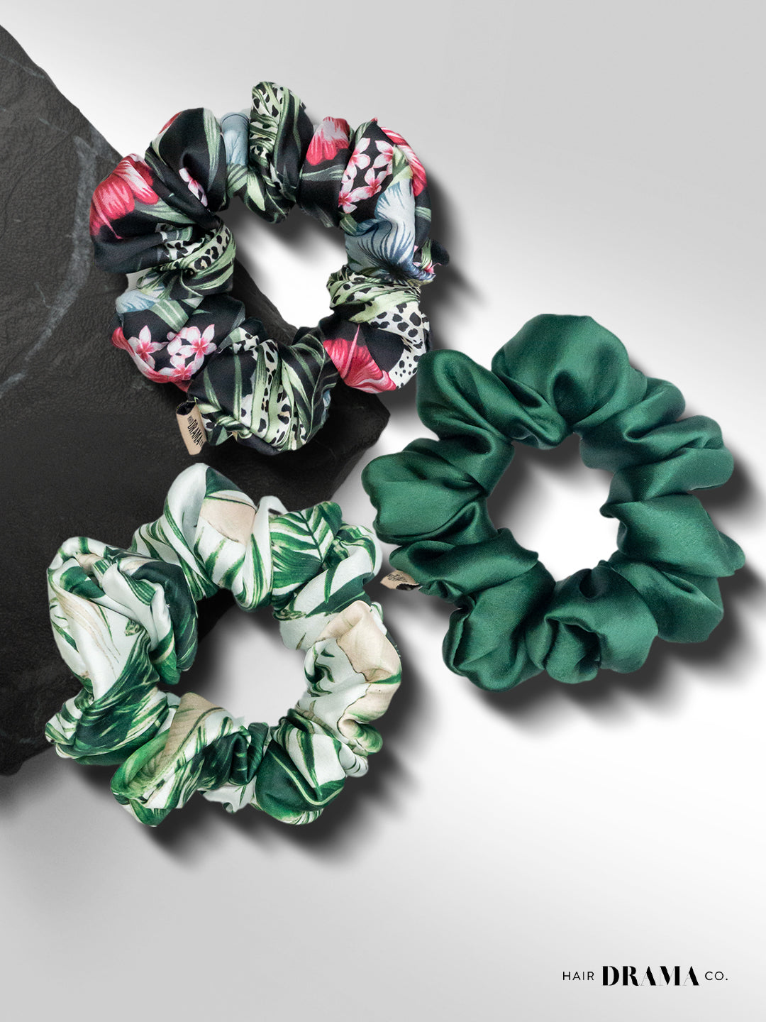 Tropical Satin Scrunchies Set Of 3
