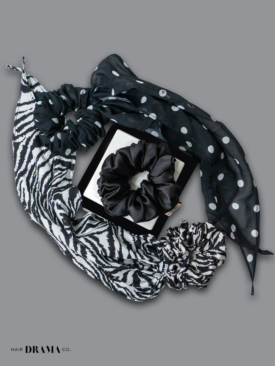 Monochrome Scrunchies Set Of 3