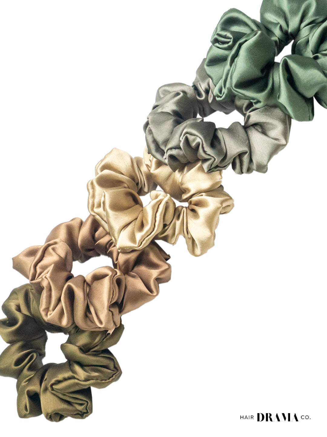 Multi Satin Scrunchies Set Of 5