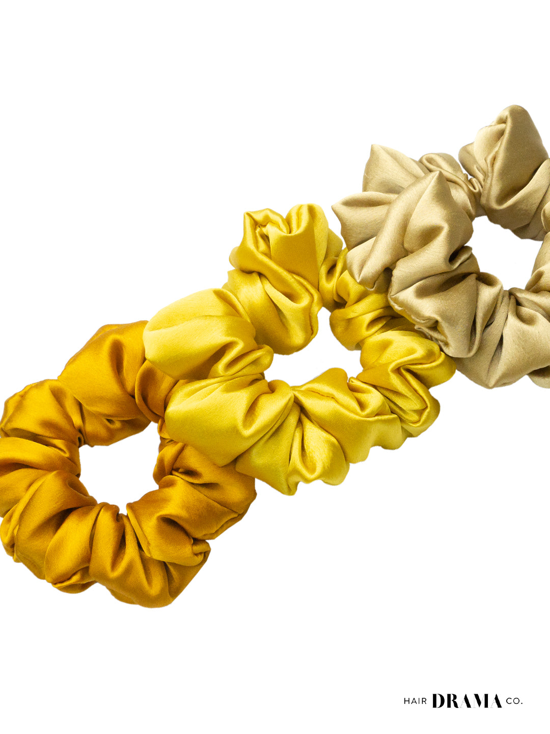 Shades Of Tan Satin Scrunchies Set Of 3