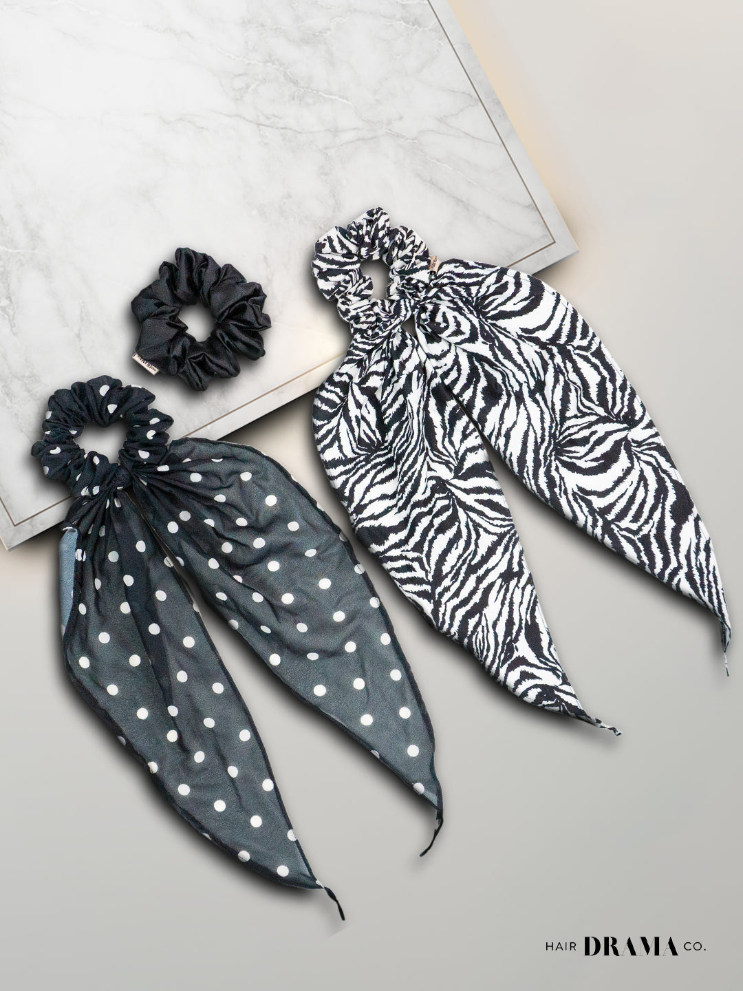 Monochrome Scrunchies Set Of 3
