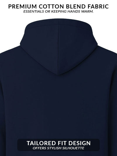 Men Navy Cotton Fleece Hoodie