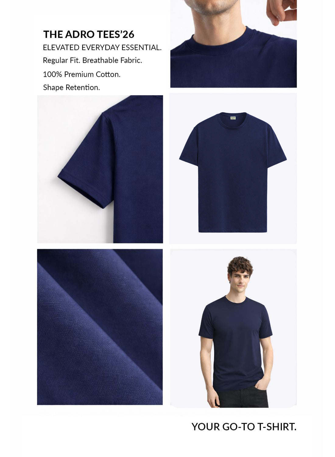 Men Navy Printed Casual T-Shirt