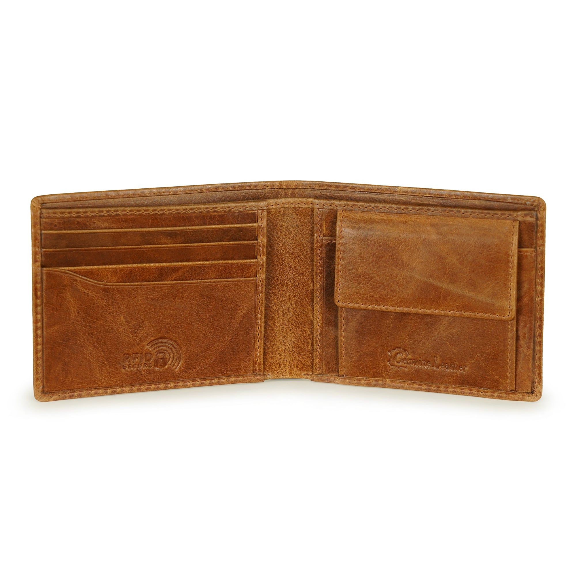 Beige Leather Two Fold Wallet