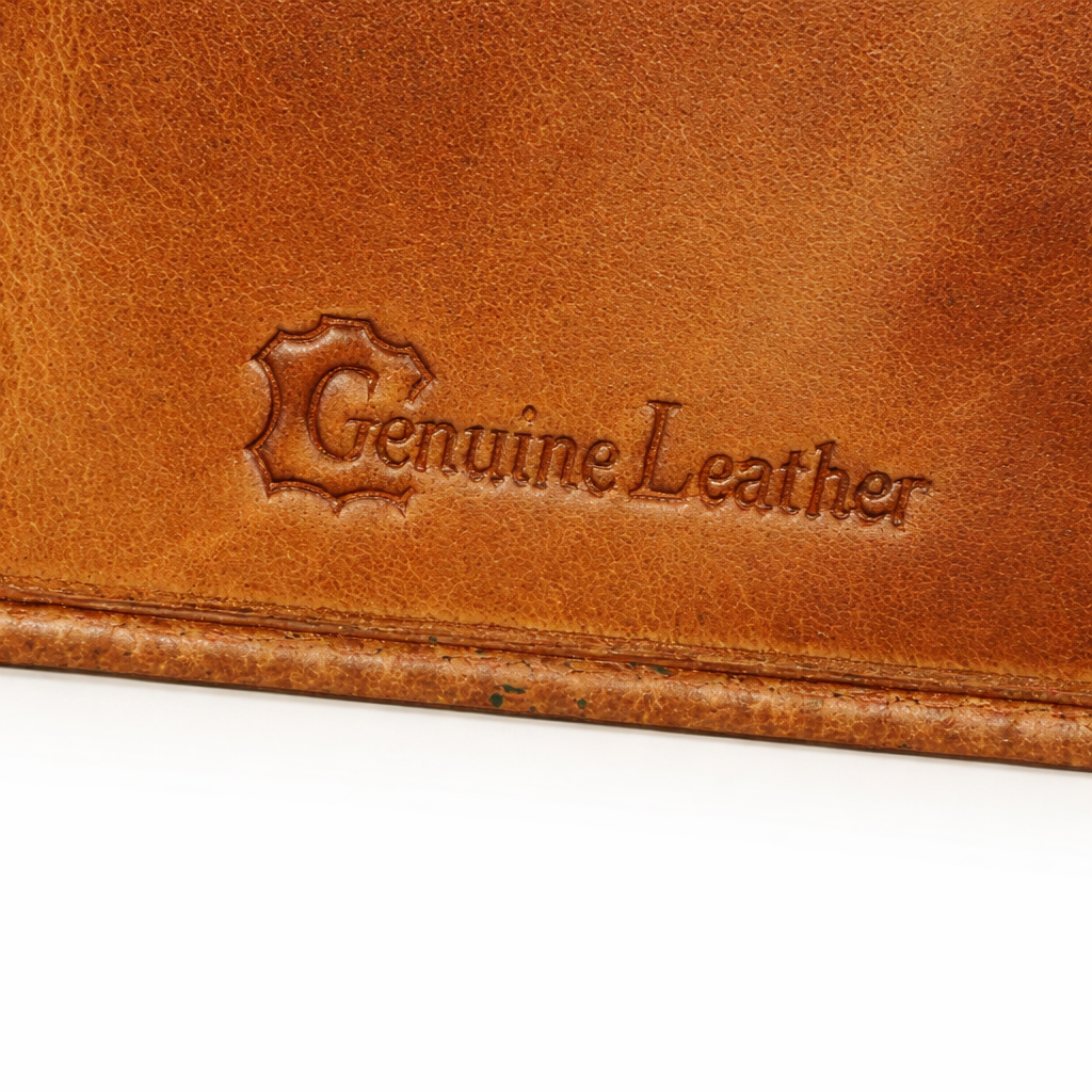 Beige Leather Two Fold Wallet