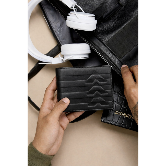 Black Leather Two Fold Wallet