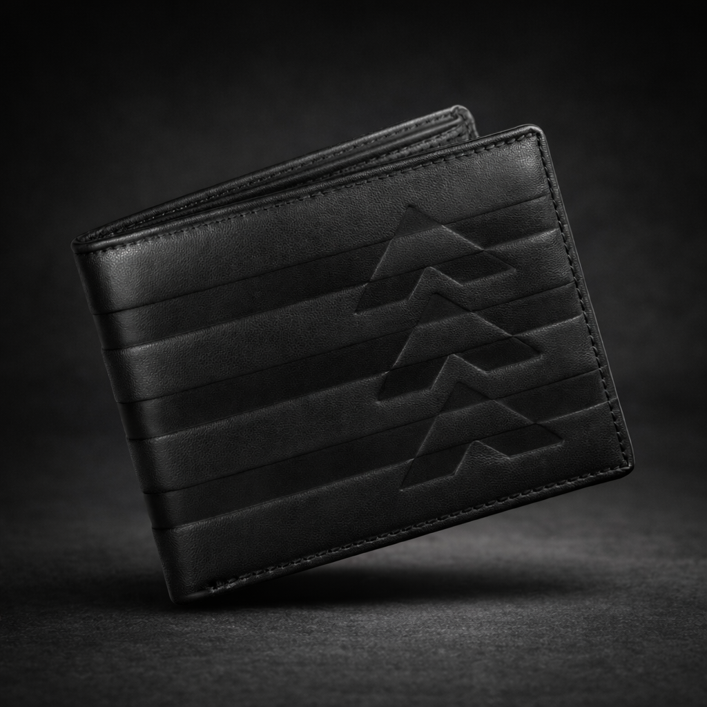Black Leather Two Fold Wallet