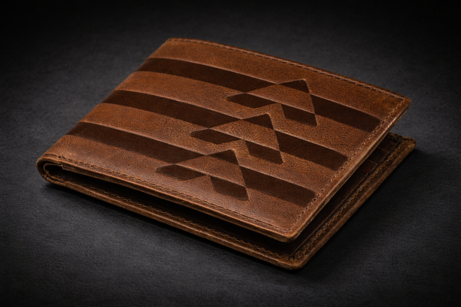 Brown Leather Two Fold Wallet