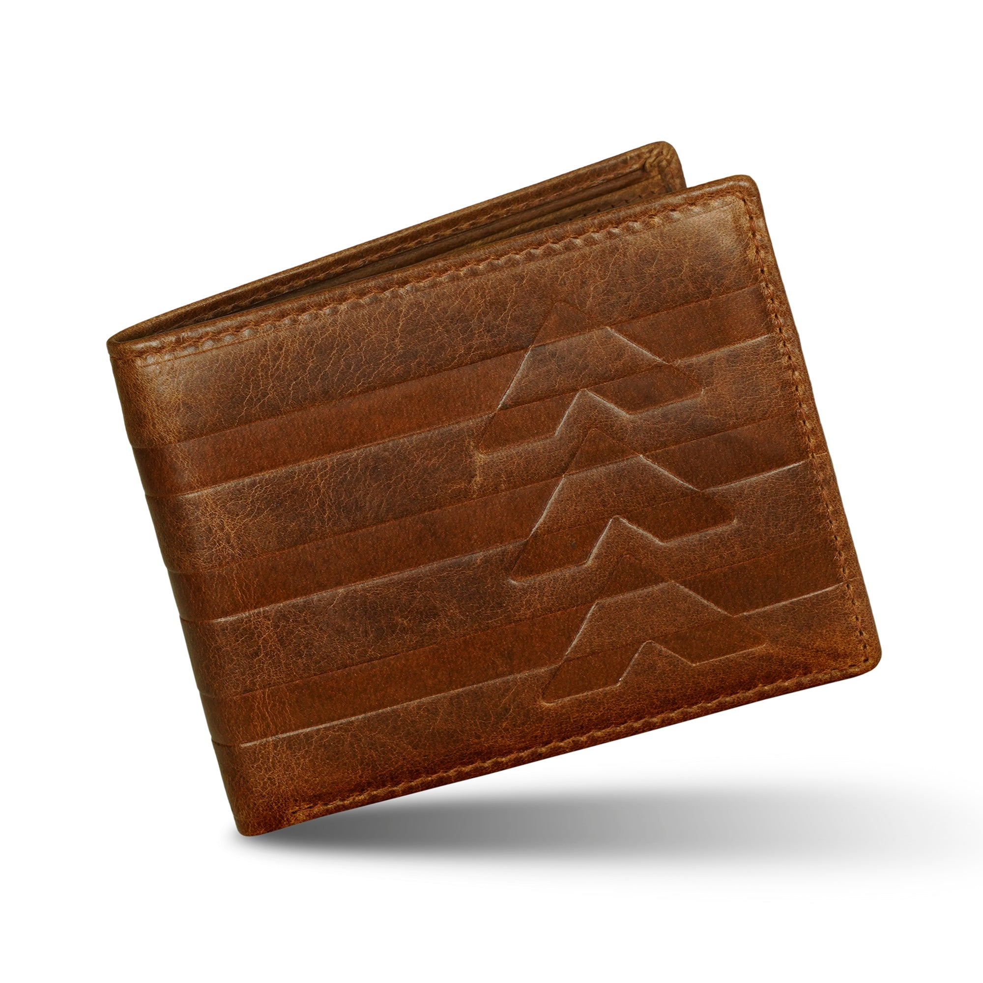 Beige Leather Two Fold Wallet