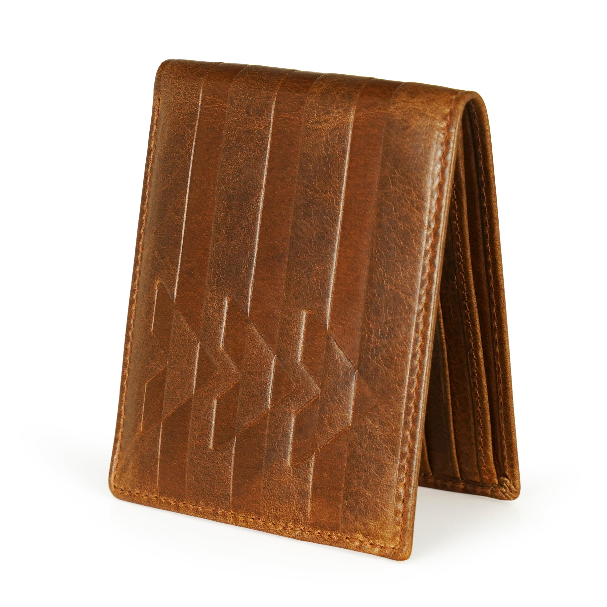 Beige Leather Two Fold Wallet