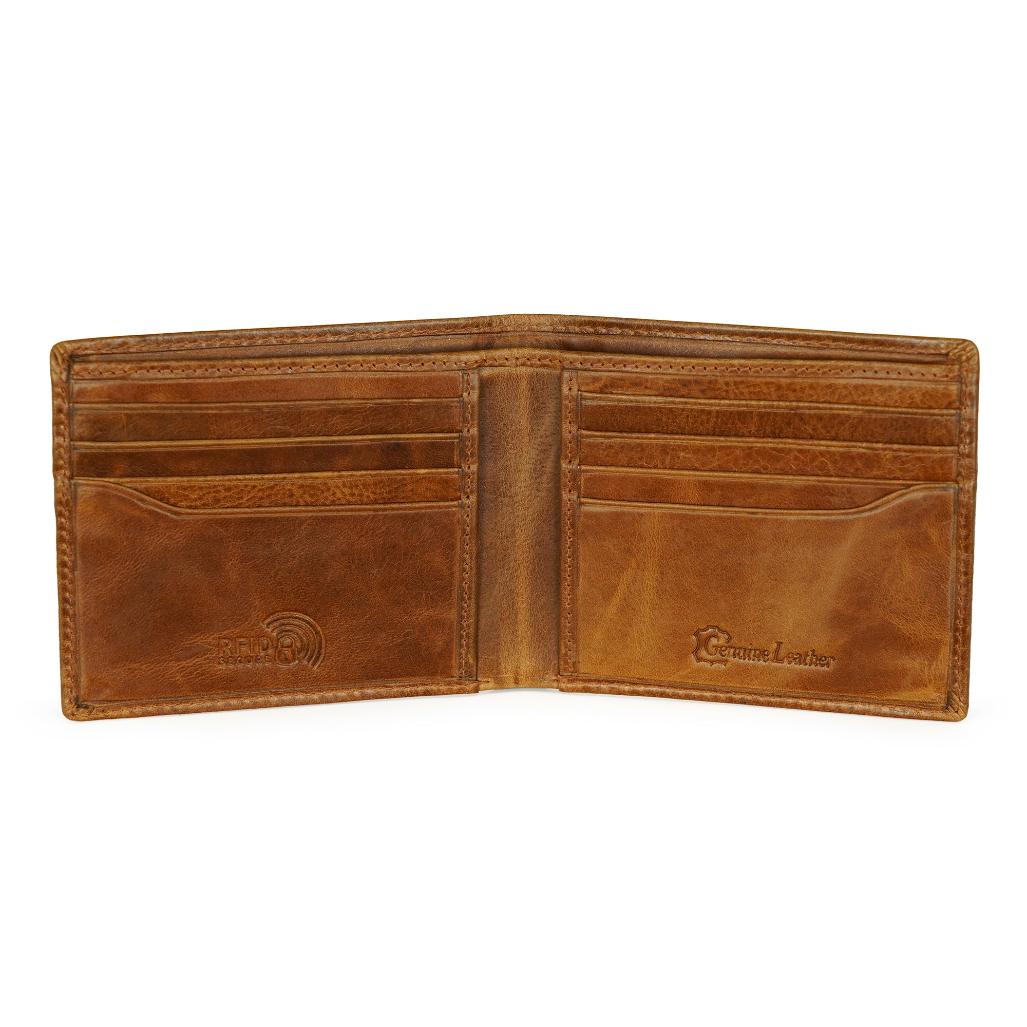 Beige Leather Two Fold Wallet