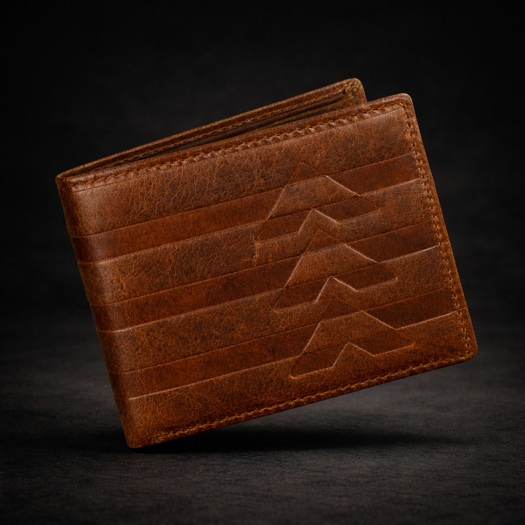 Beige Leather Two Fold Wallet