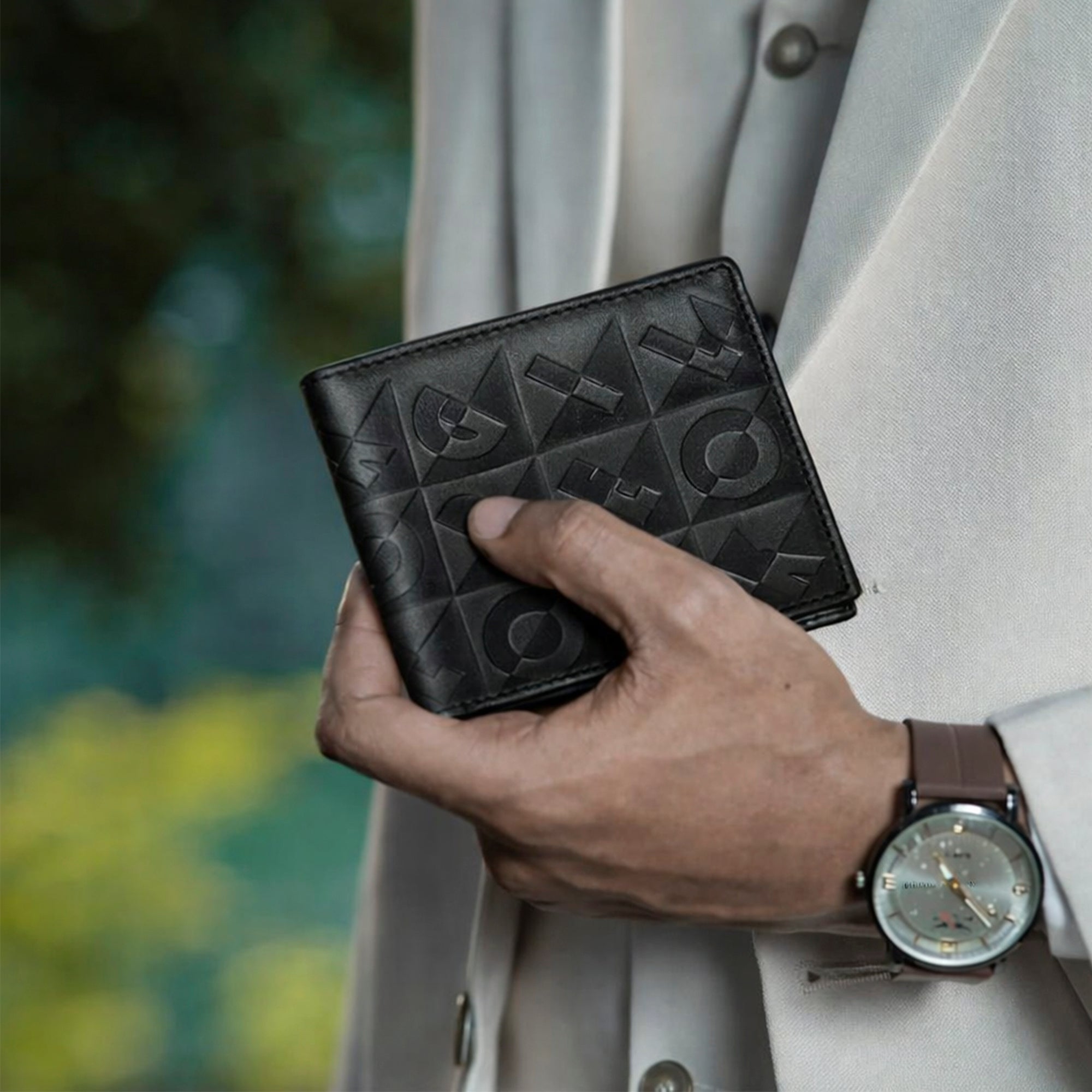 Black Leather Two Fold Wallet