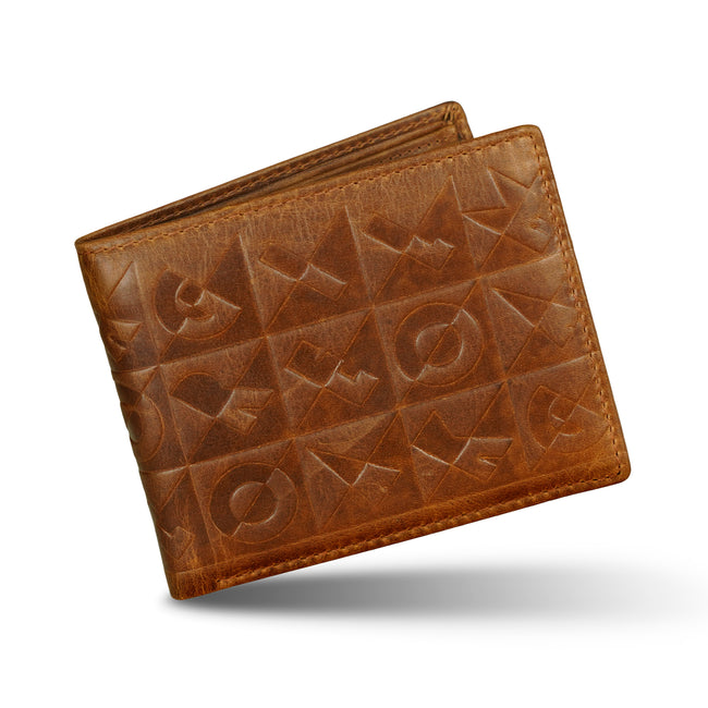 Beige Leather Two Fold Wallet
