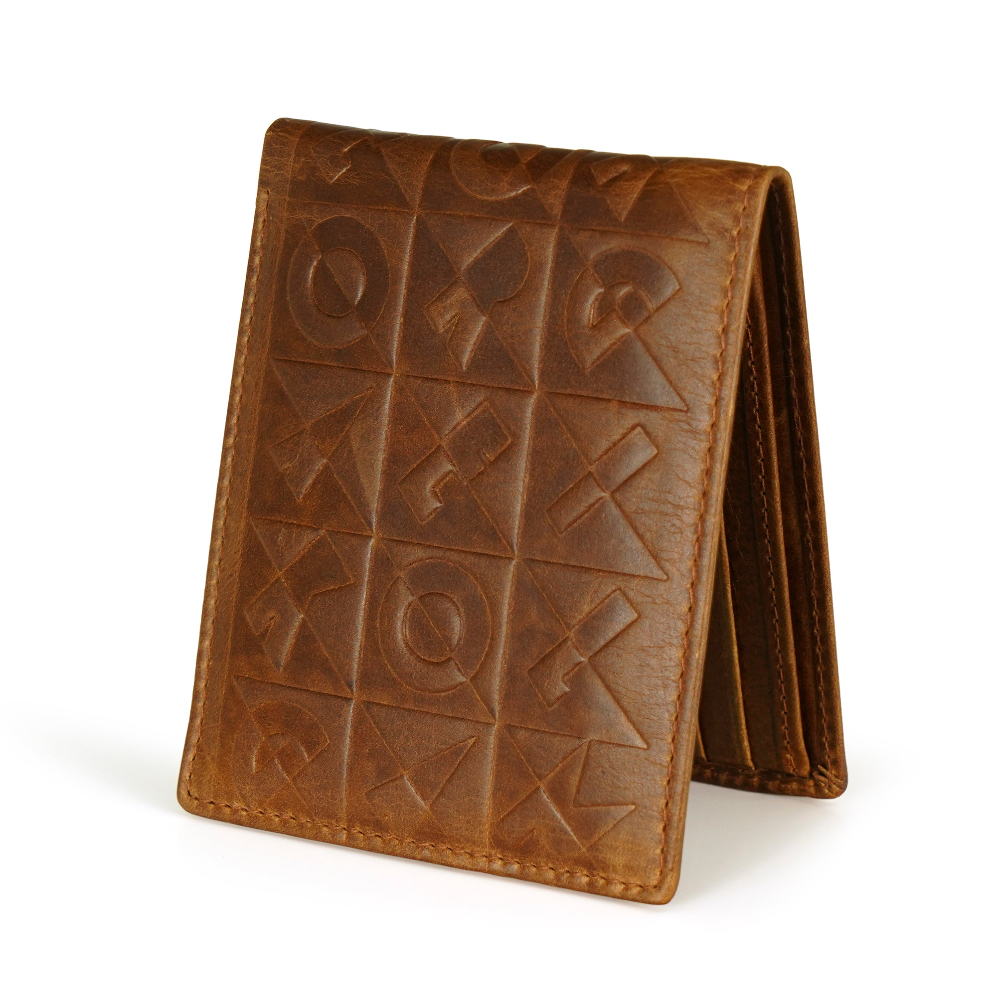 Beige Leather Two Fold Wallet
