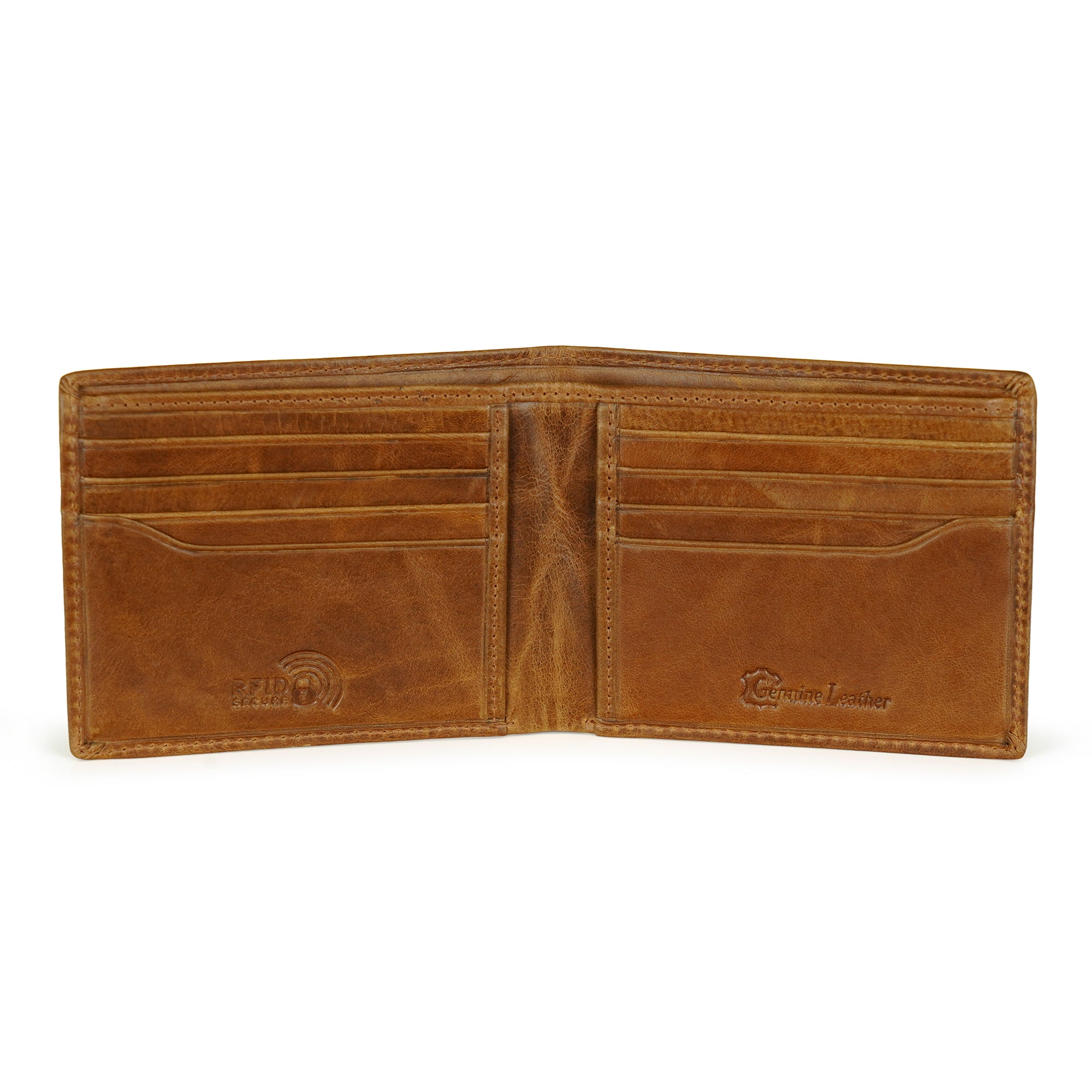 Beige Leather Two Fold Wallet