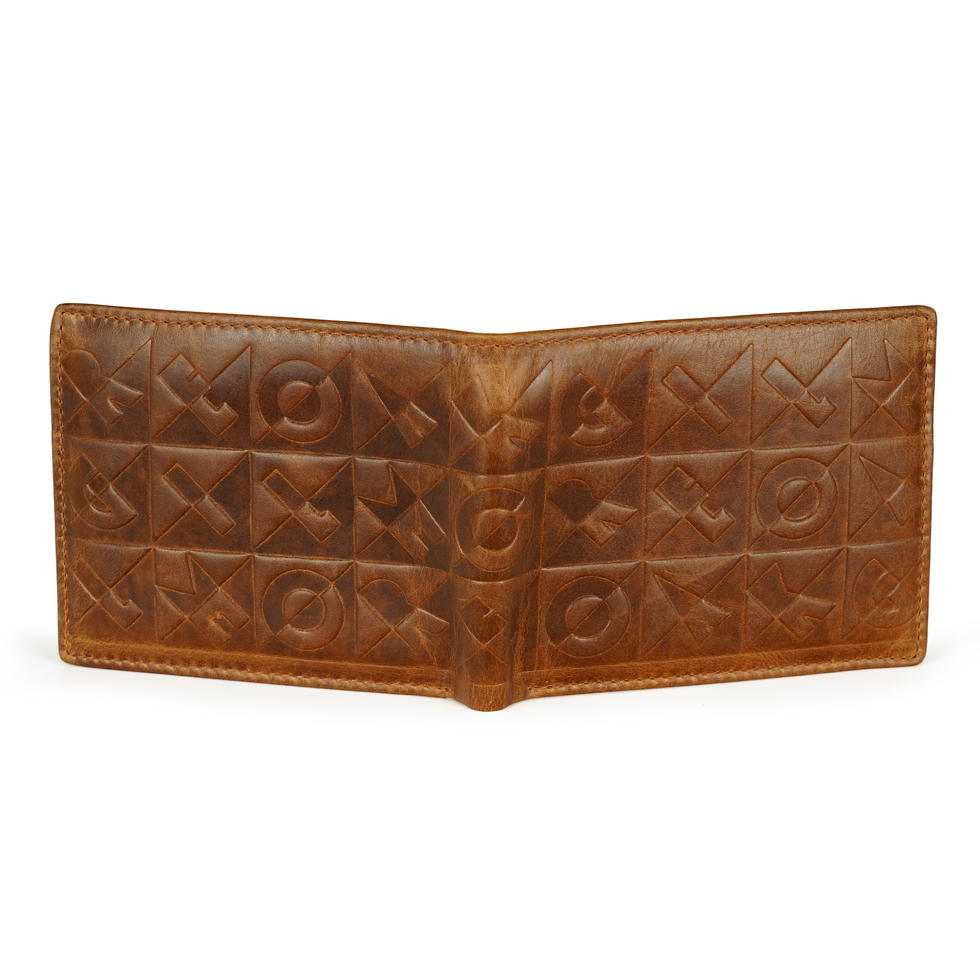 Beige Leather Two Fold Wallet