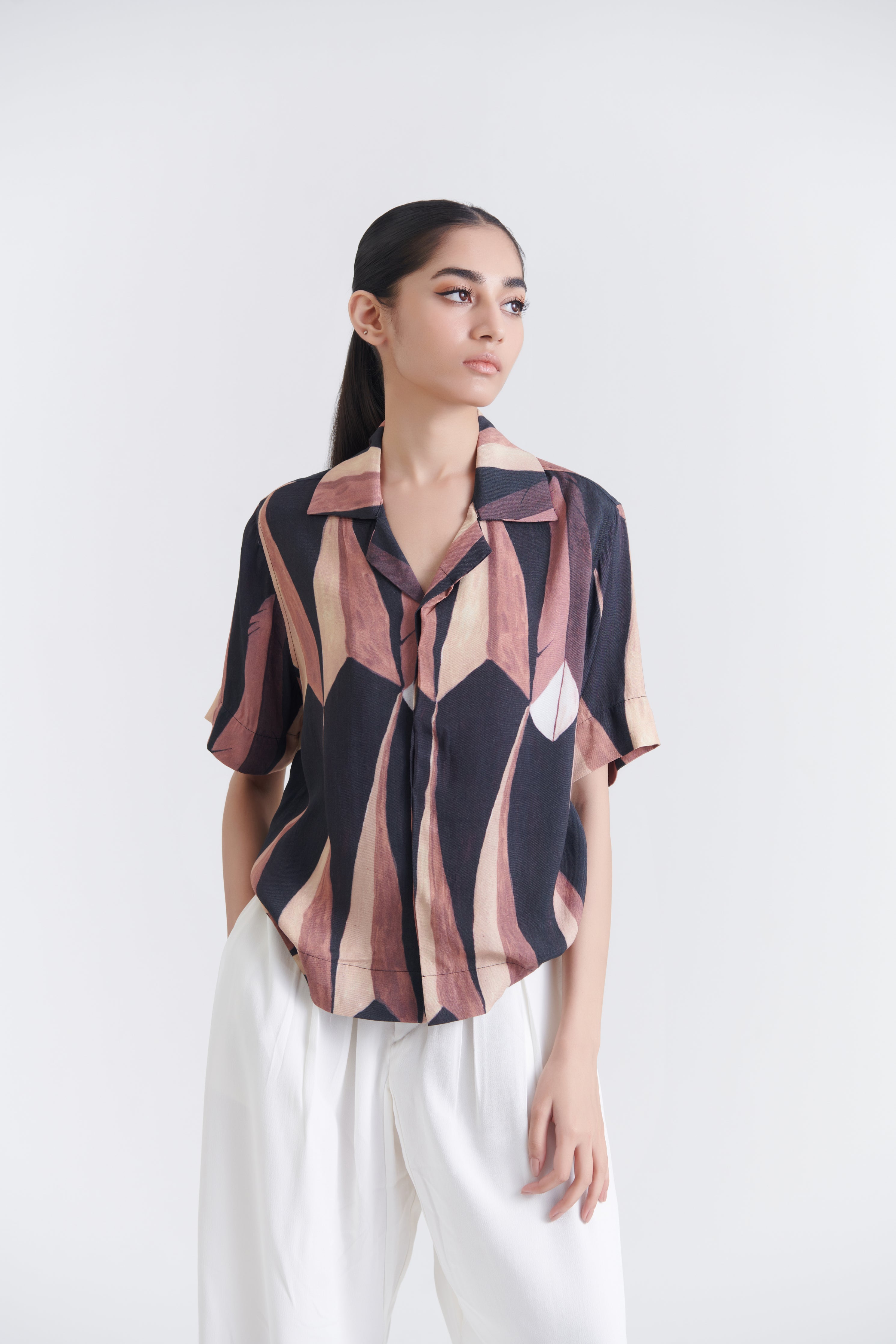 Unisex Black Pandan Resort Cotton Shirt
