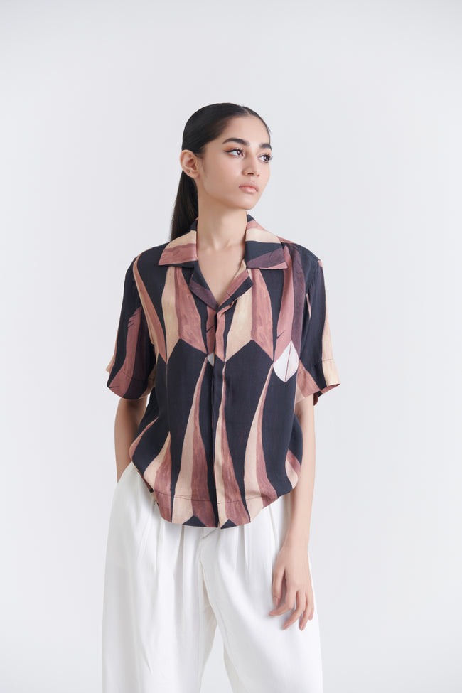 Unisex Black Pandan Resort Cotton Shirt
