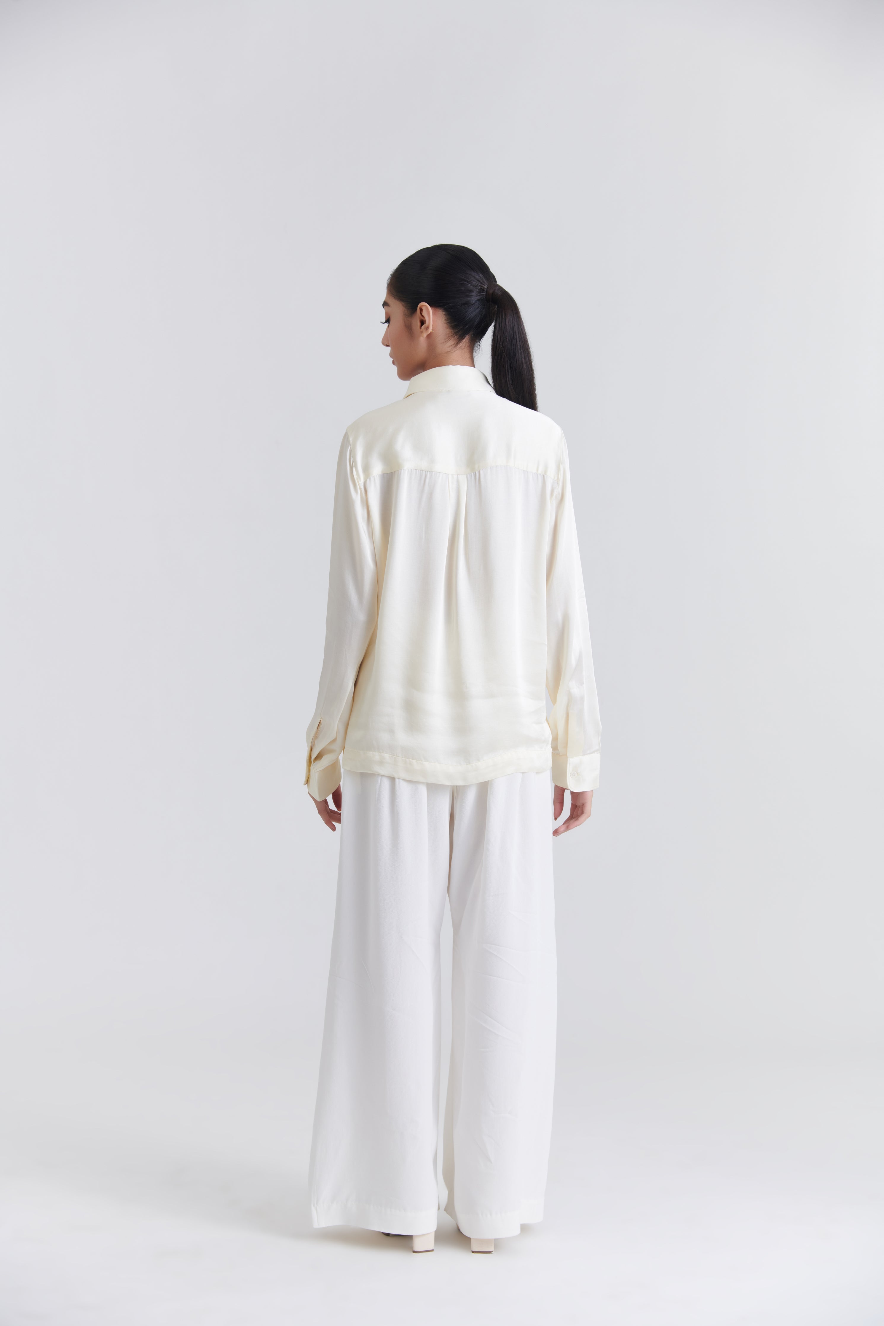 Unisex Off-White Debri Spill Boxy Fit Silk Shirt