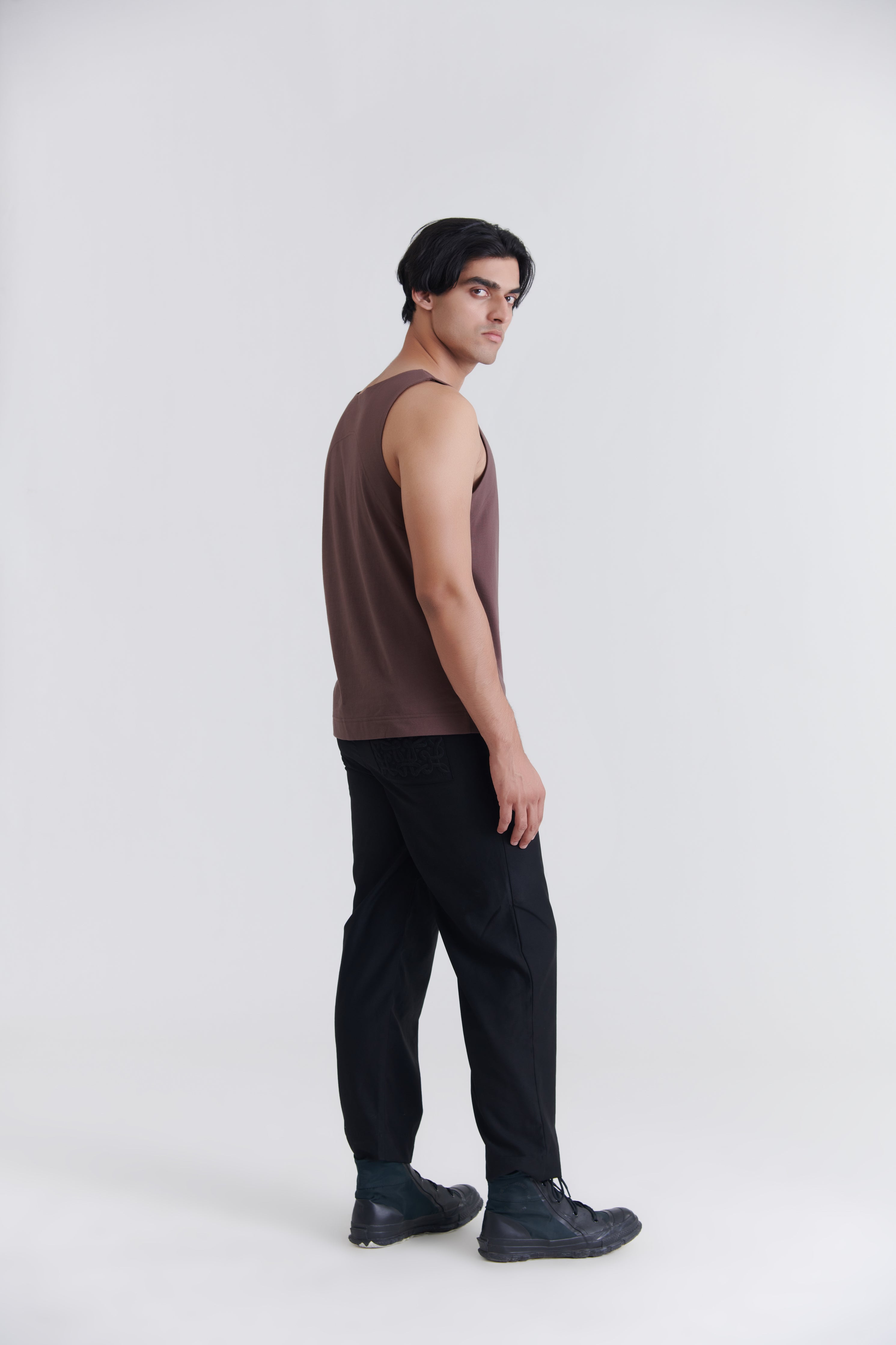Men Brown NGA 108 Cotton Tank Top