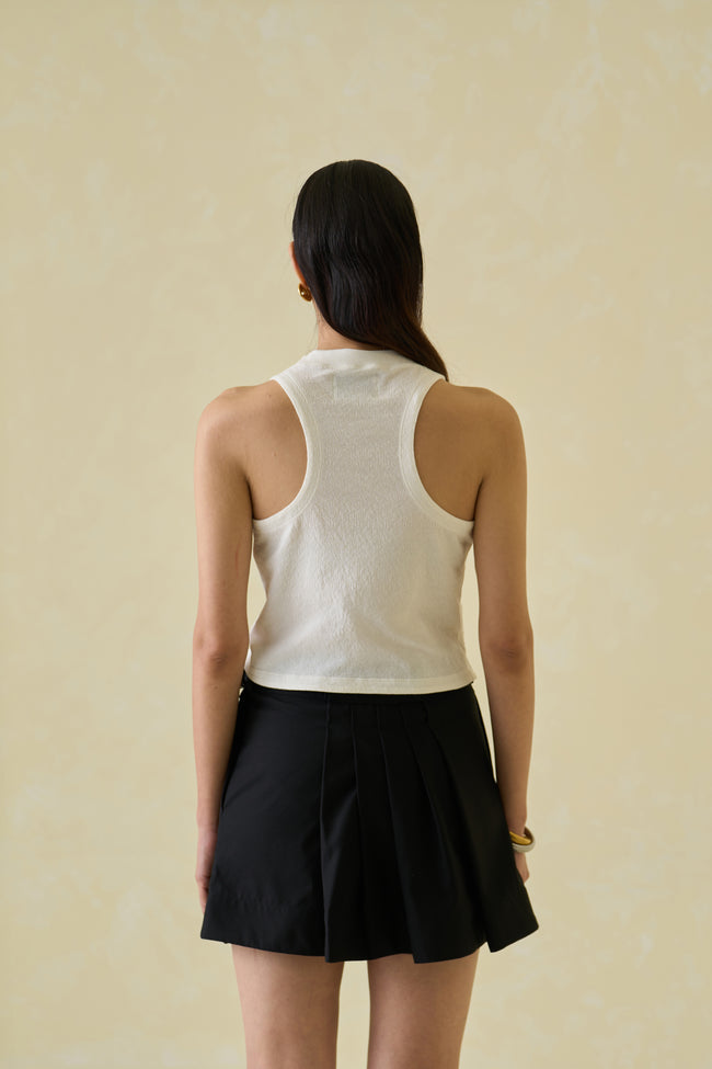 Women White Third Eye Cotton Tank Top