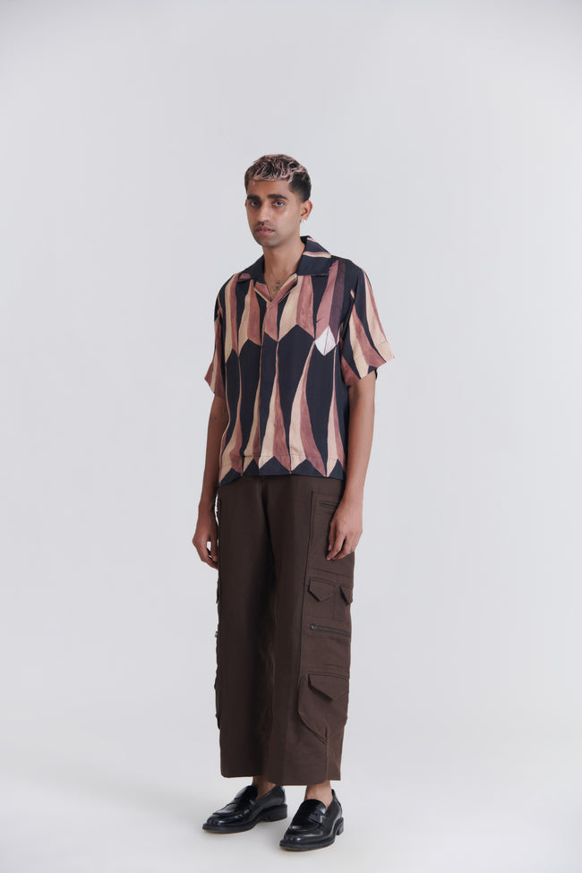 Unisex Black Pandan Resort Cotton Shirt