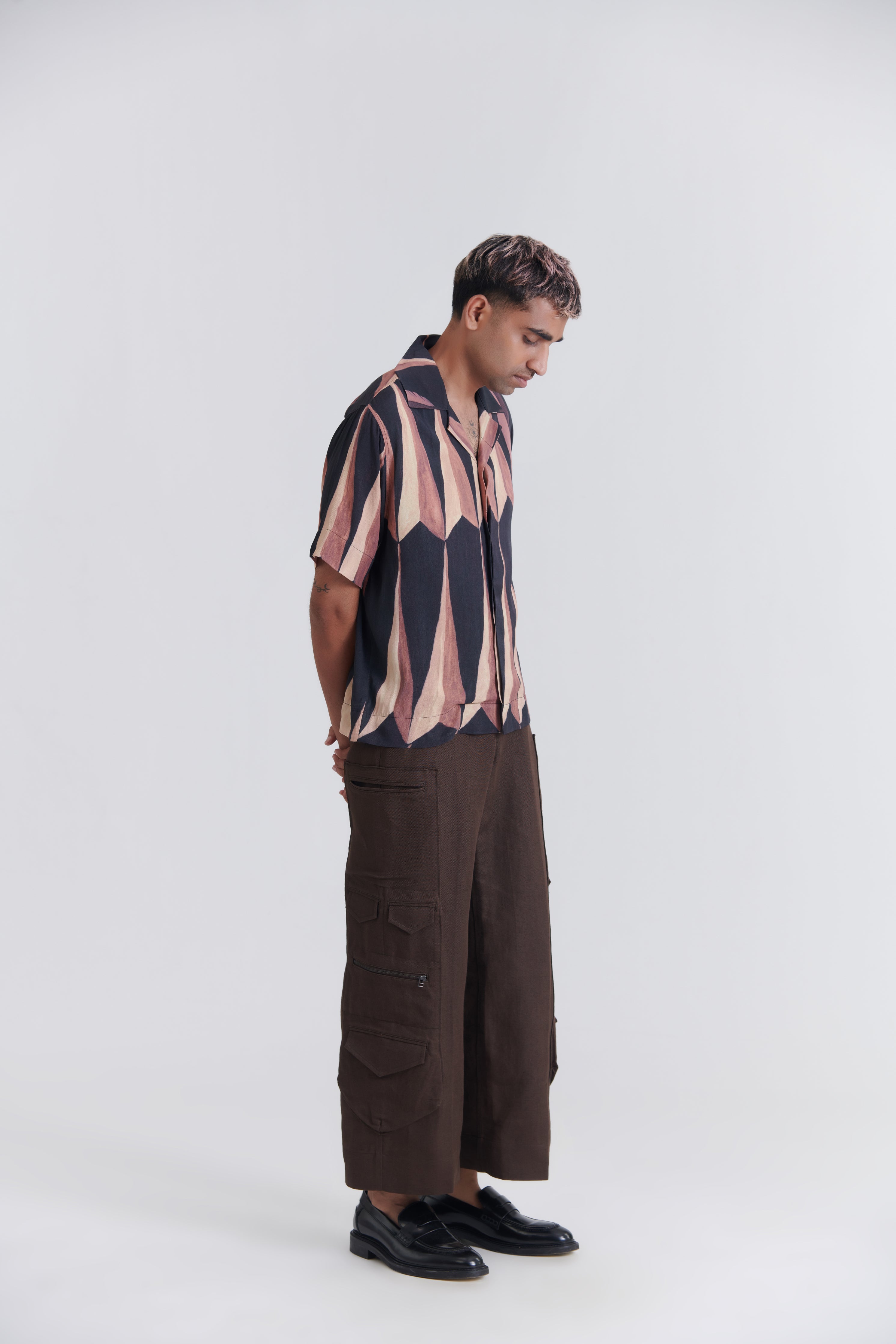 Unisex Black Pandan Resort Cotton Shirt