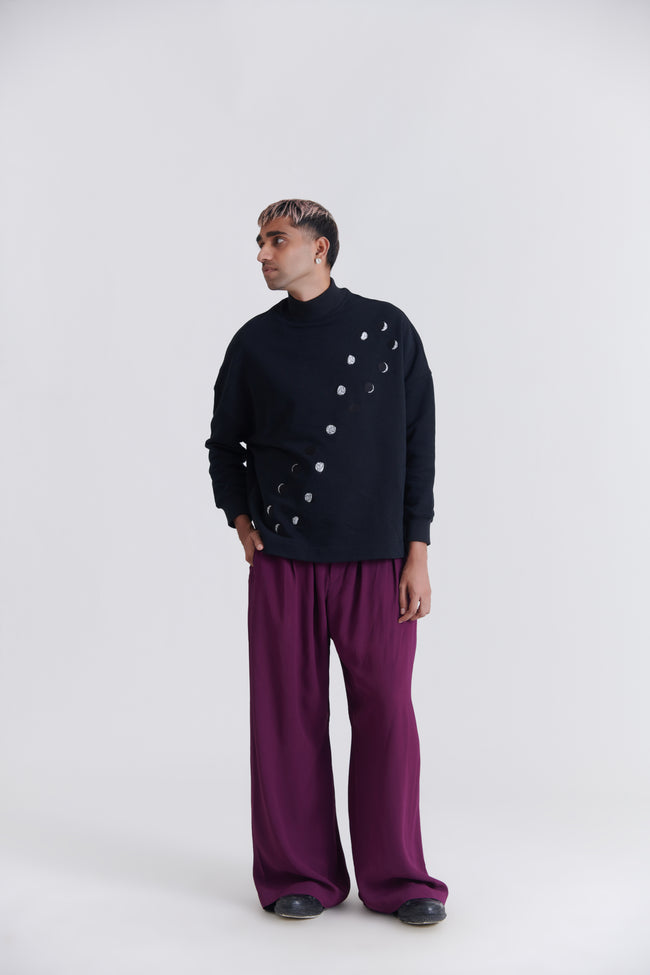 Men Black Moon Analemma Cotton Sweatshirt