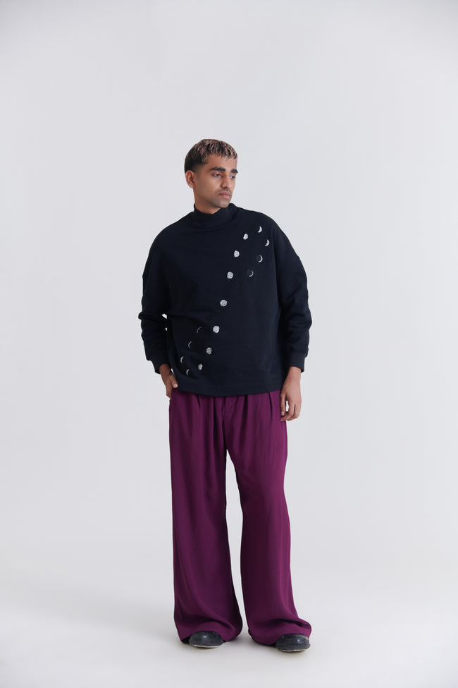Men Black Moon Analemma Cotton Sweatshirt