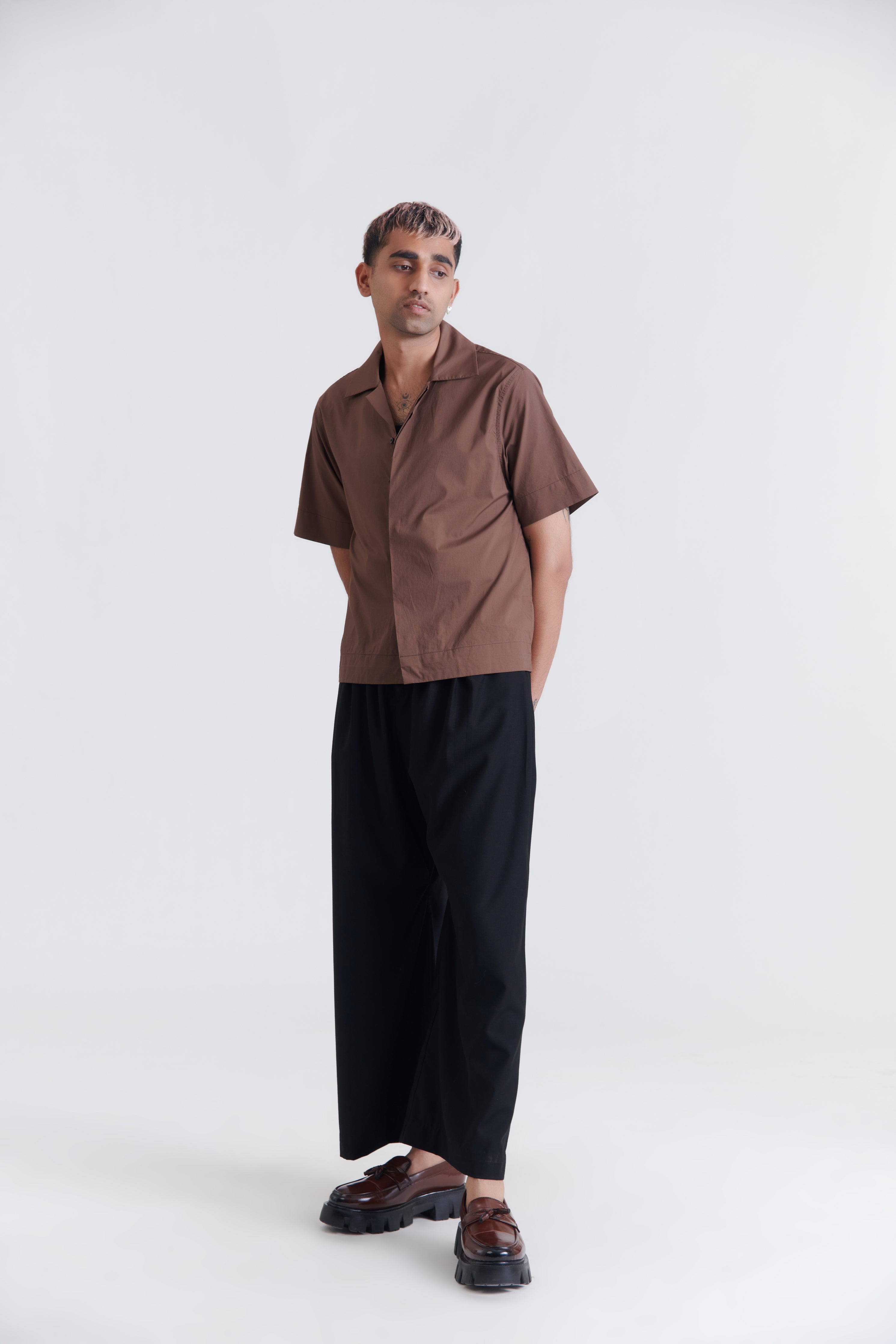 Unisex Brown Pandan Resort Cotton Shirt