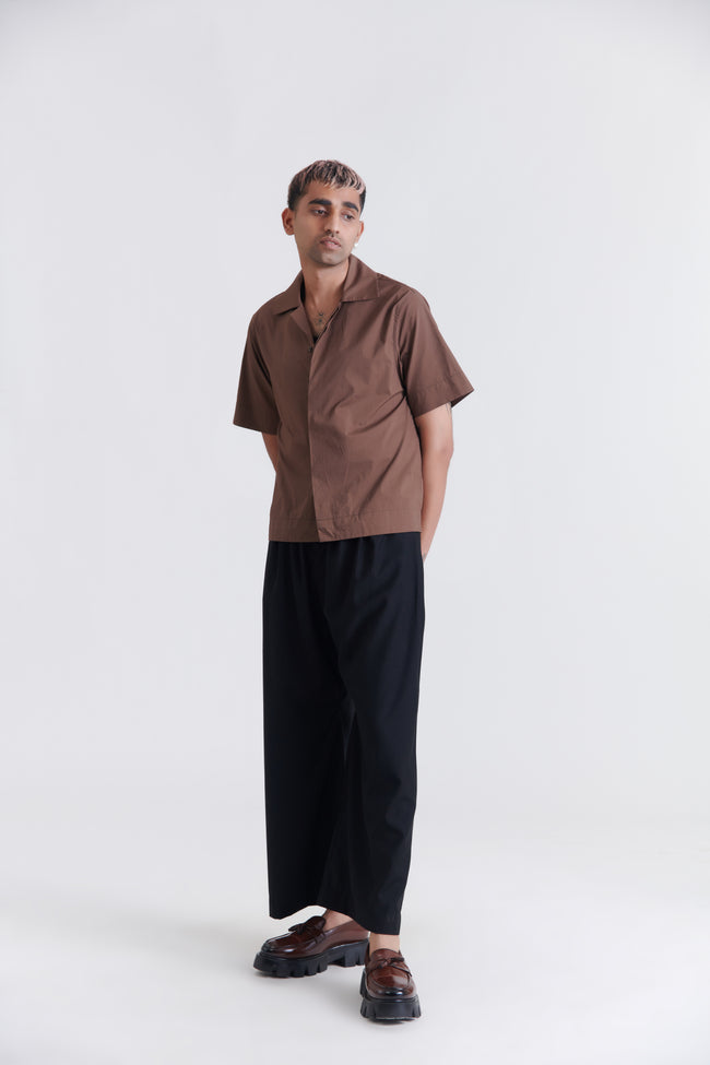 Unisex Brown Pandan Resort Cotton Shirt