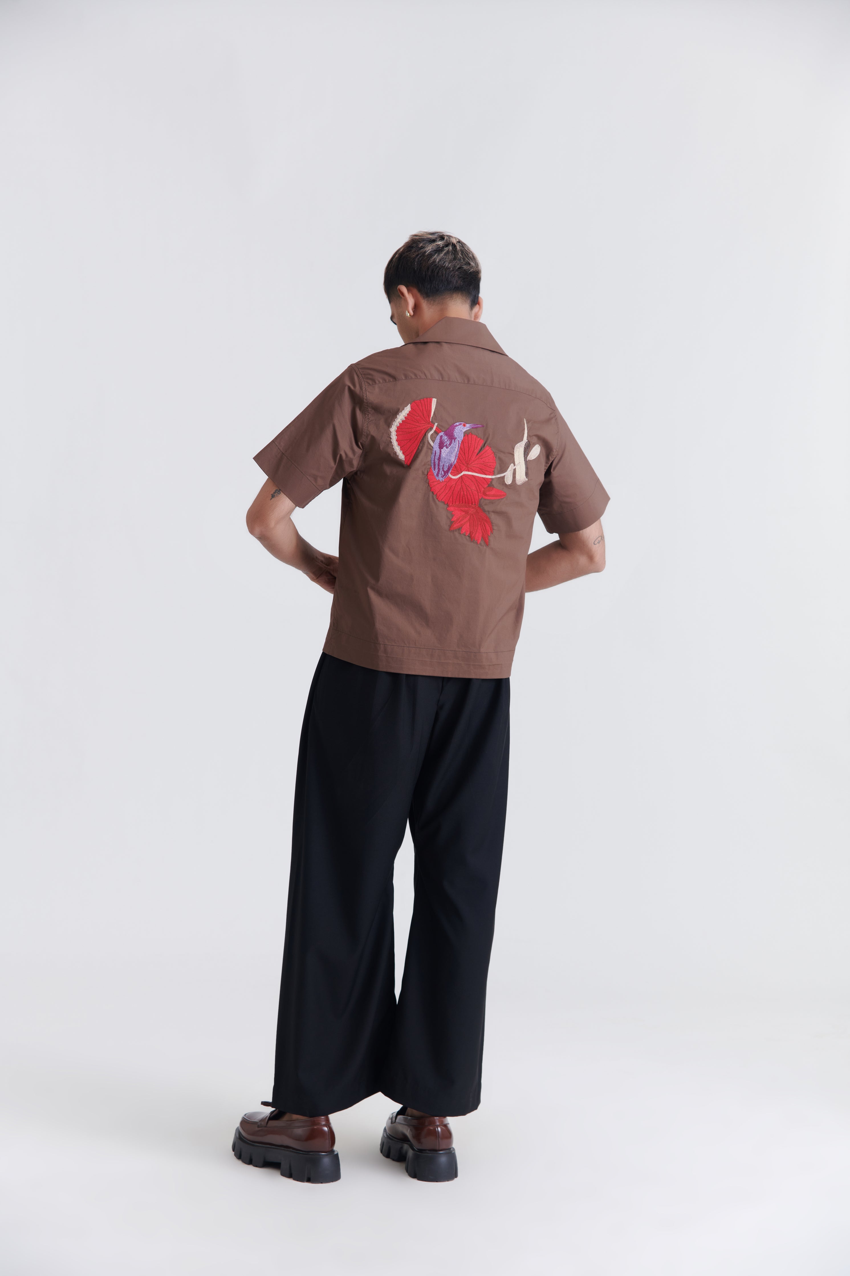 Unisex Brown Pandan Resort Cotton Shirt