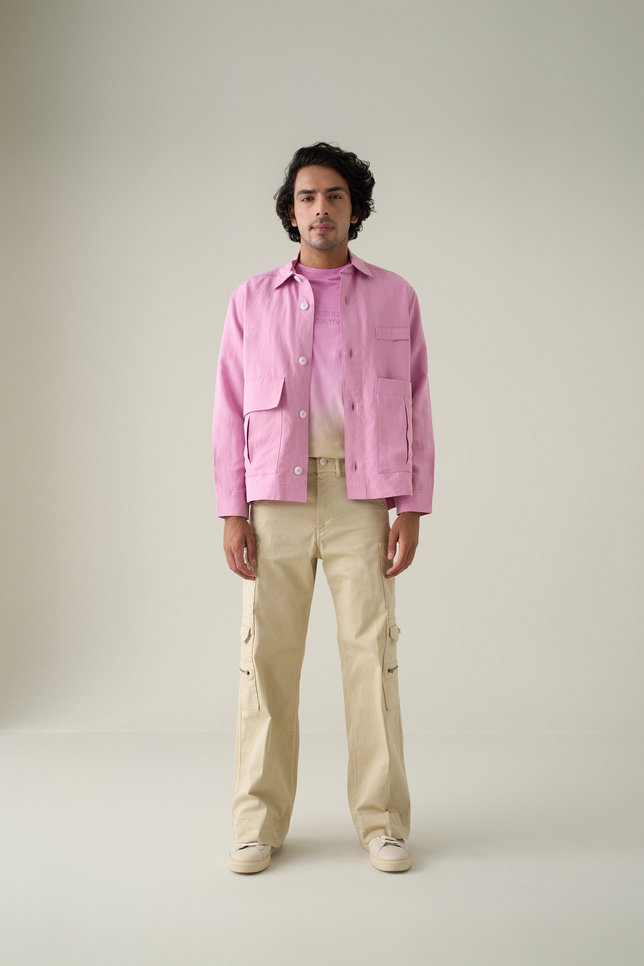 Men Beige Military Workwear Trouser
