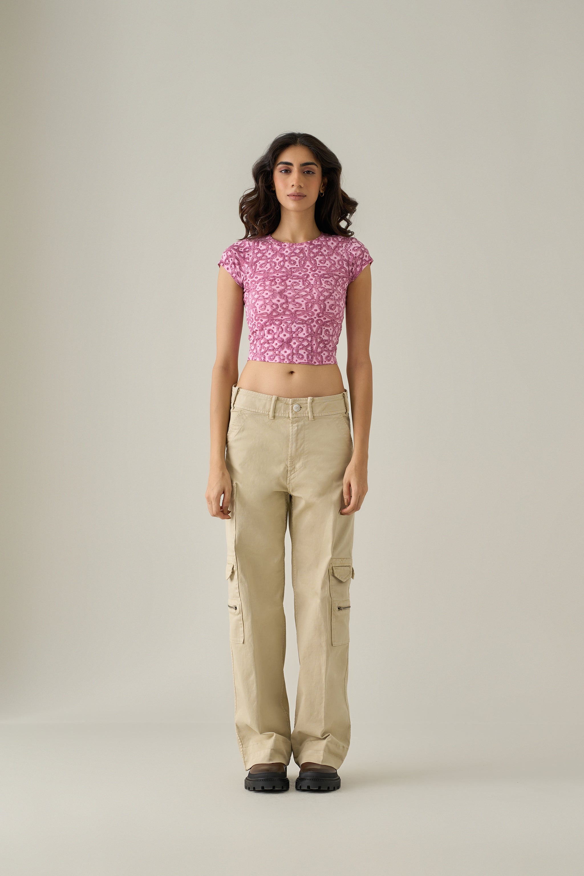 Women Lavender Kolam Baby Tee