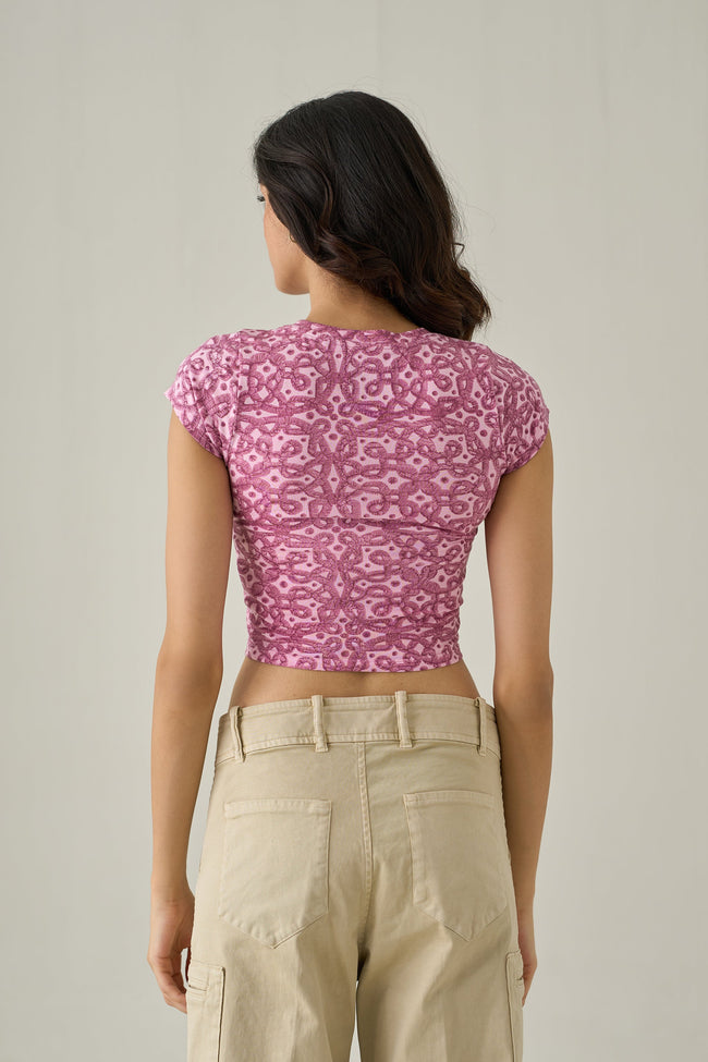 Women Lavender Kolam Baby Tee