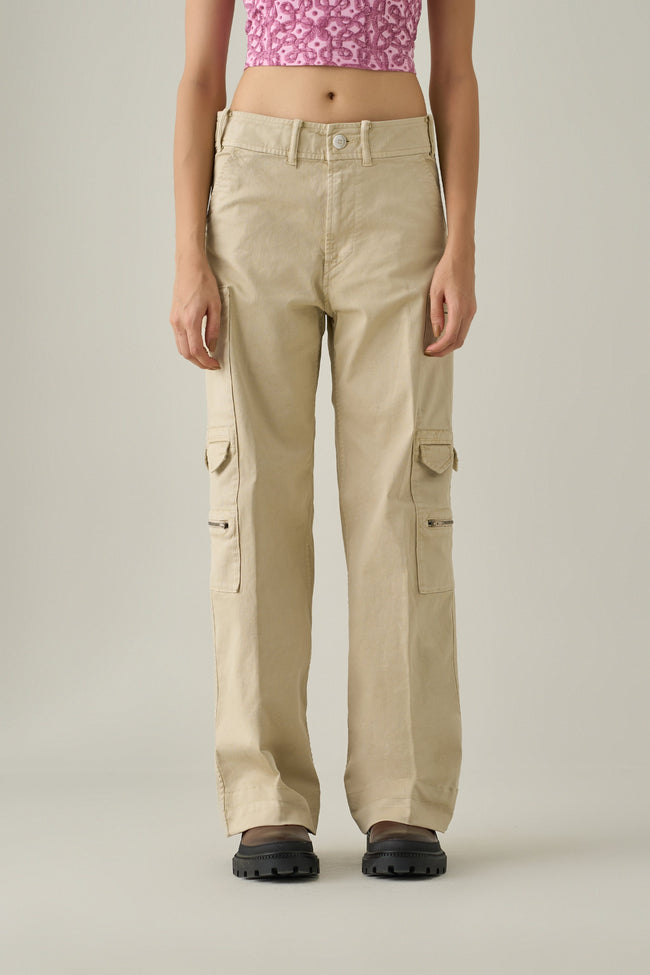 Men Beige Military Workwear Trouser