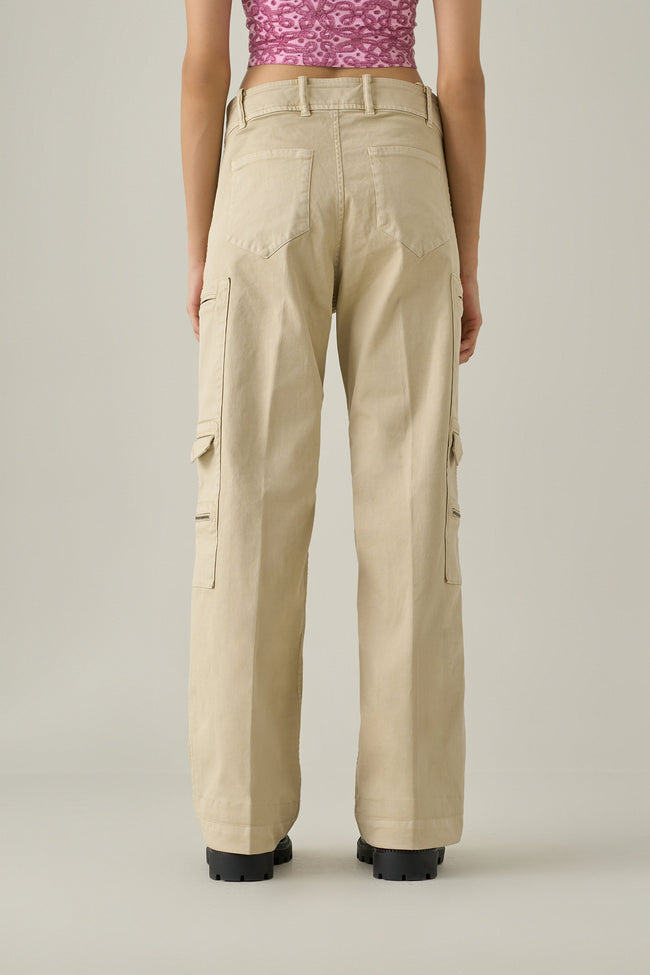 Men Beige Military Workwear Trouser