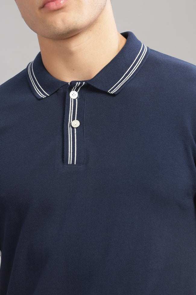 Men Navy Regular Fit Polo T-Shirt