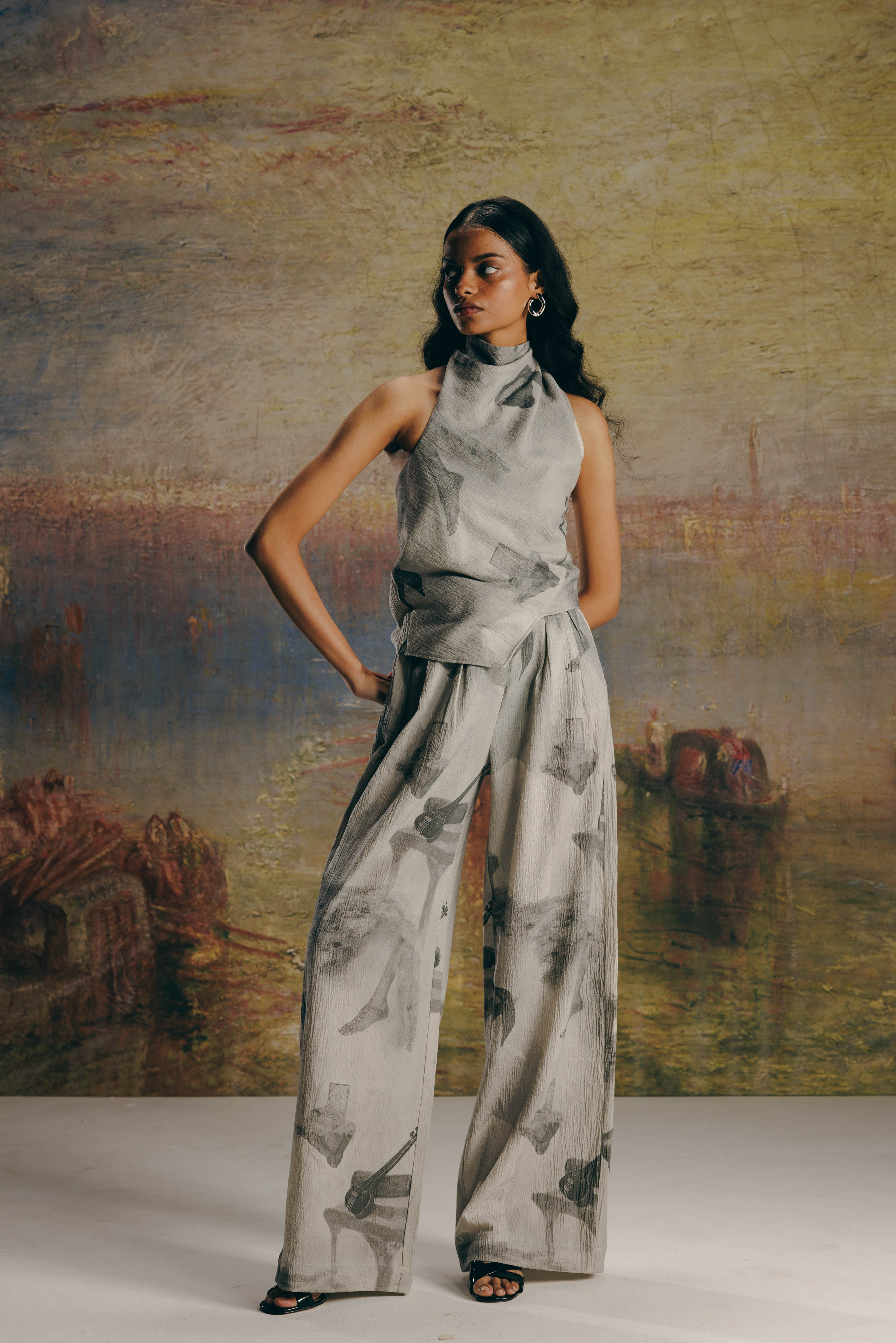Women Multi Surrealist Crepe Bollywood Pants