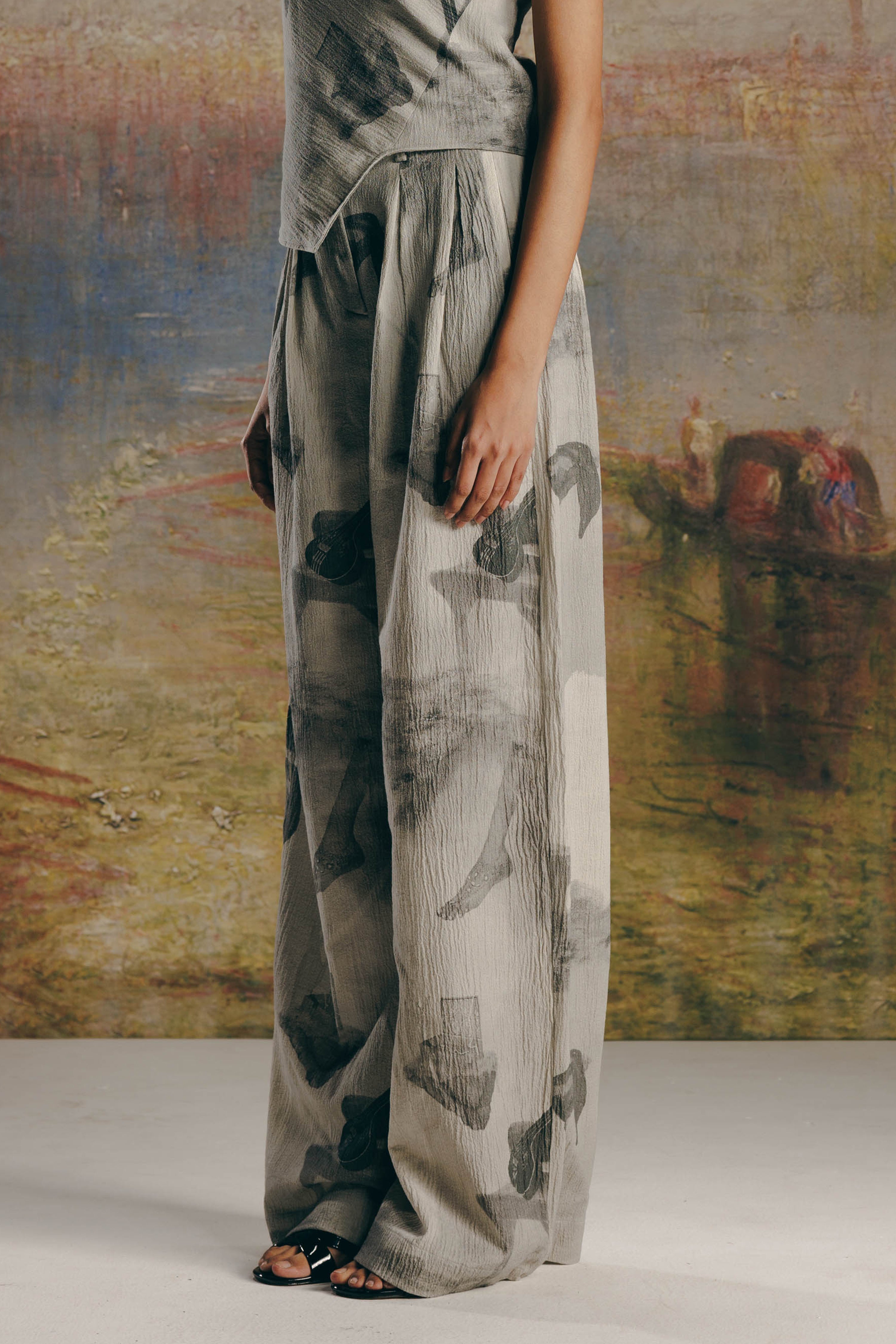 Women Multi Surrealist Crepe Bollywood Pants