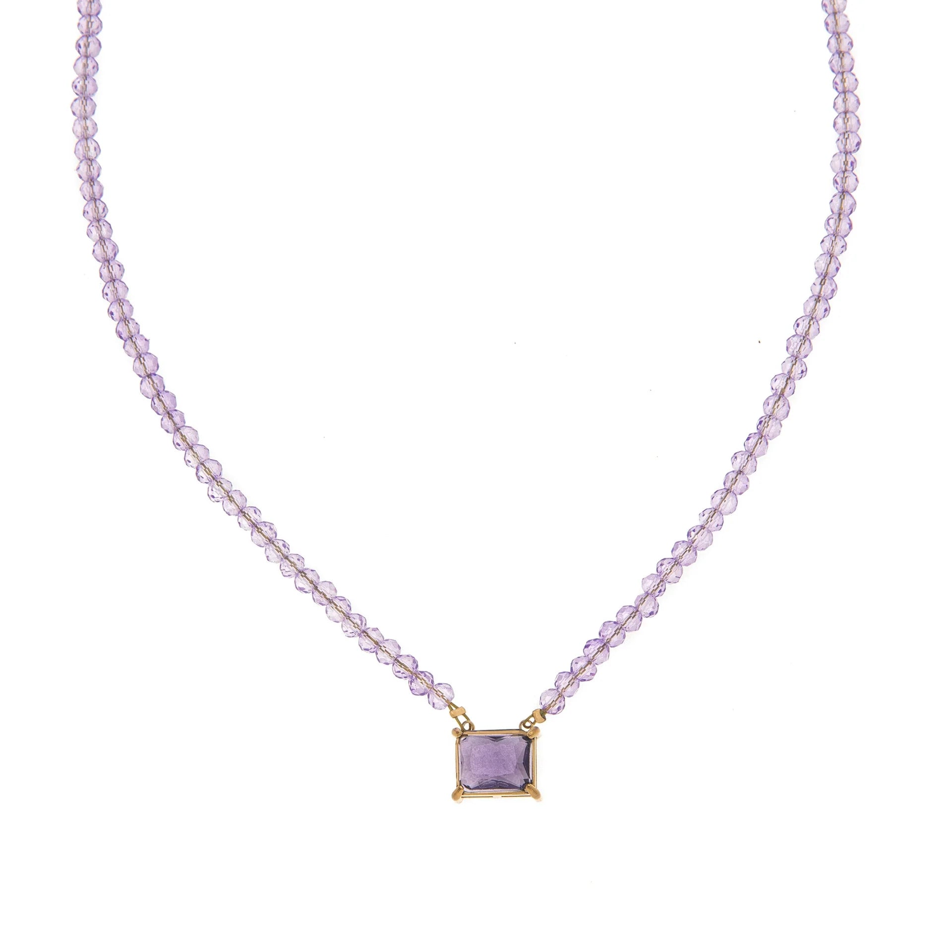 Square Zircon Simple Rice Bead Crystal Necklace
