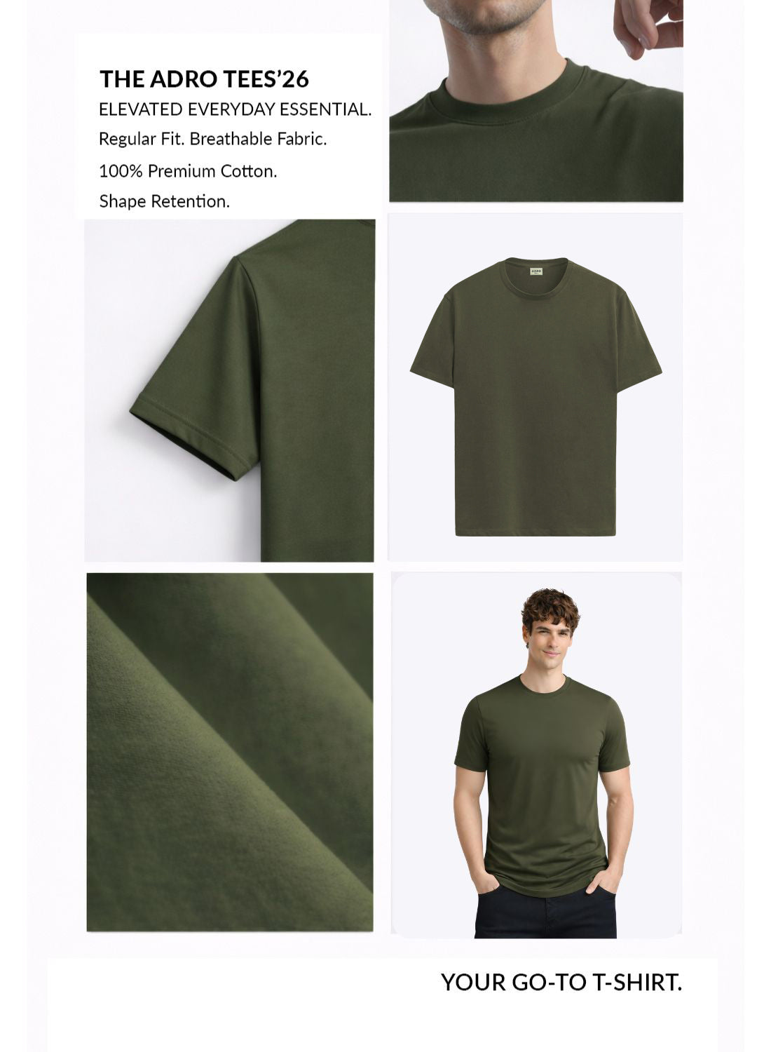 Men Olive Cotton Printed T-Shirt