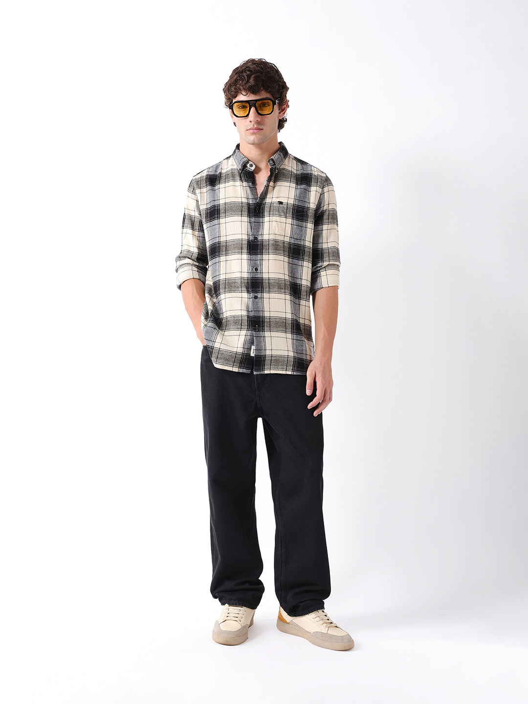 Men Black Checked Shirt