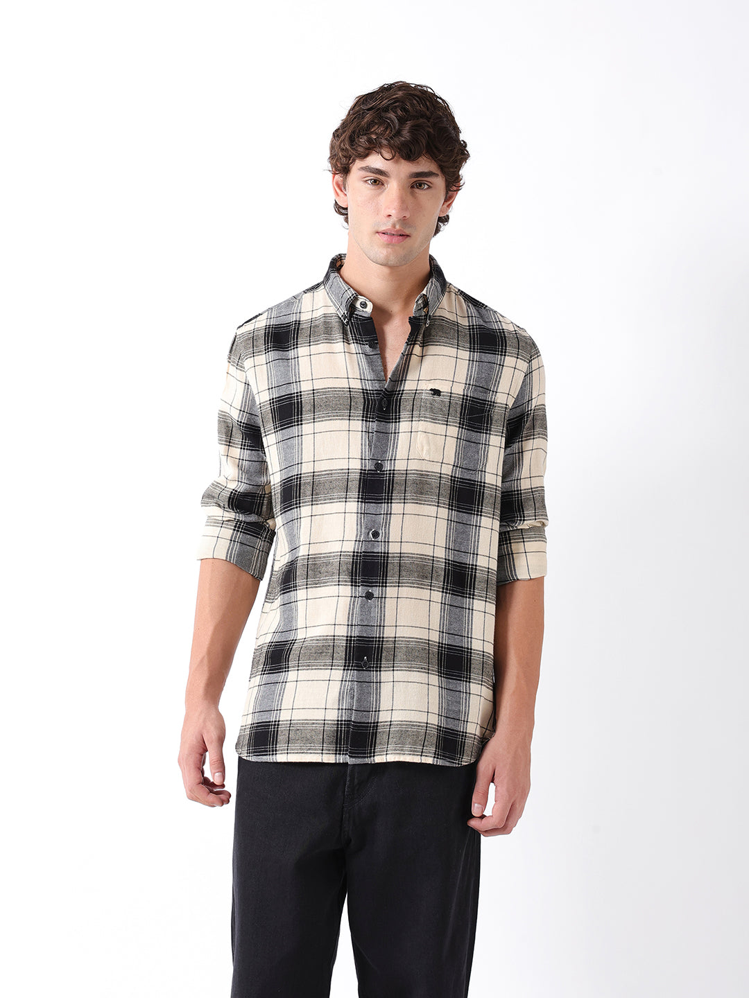 Men Black Checked Shirt