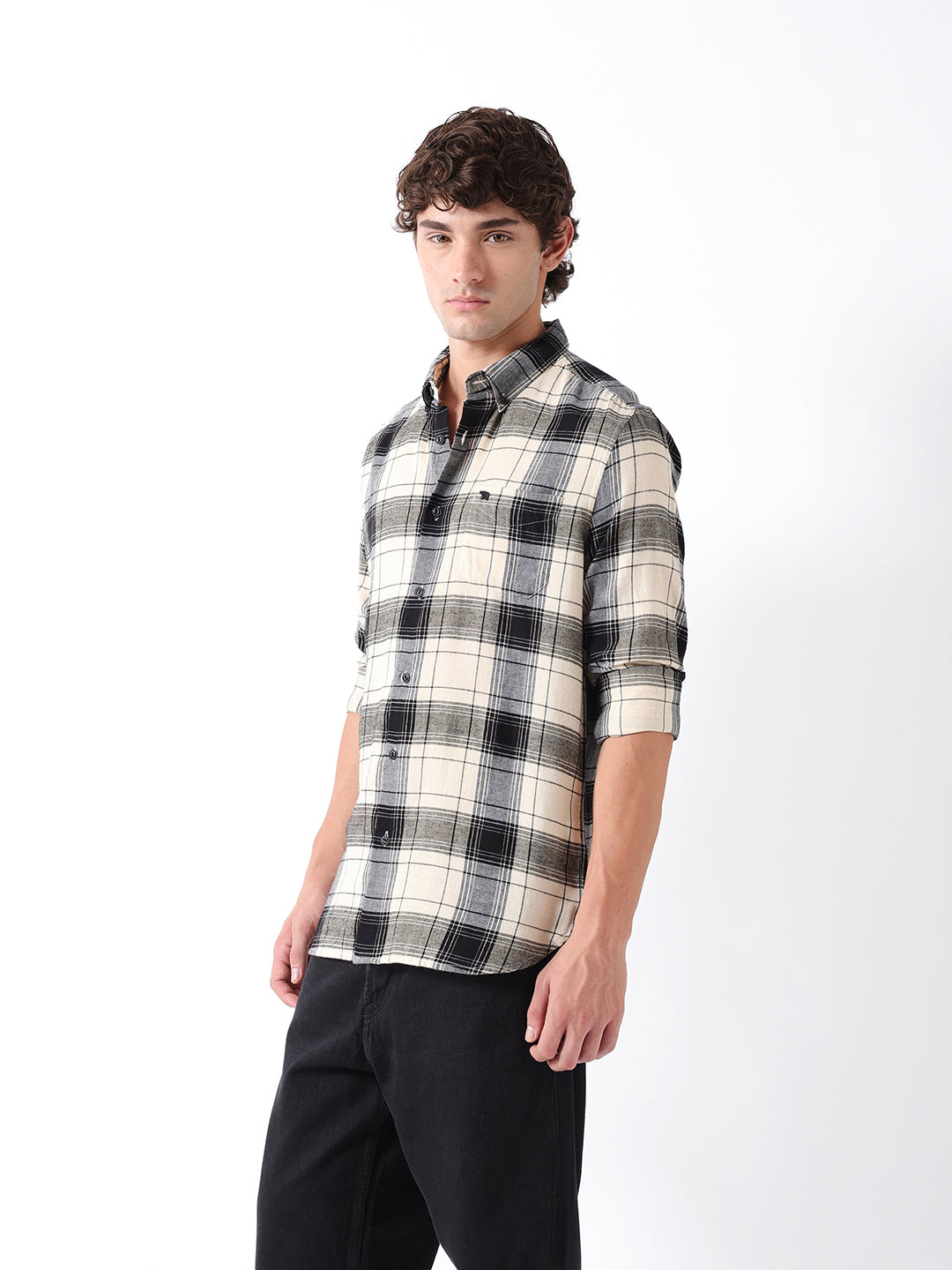Men Black Checked Shirt