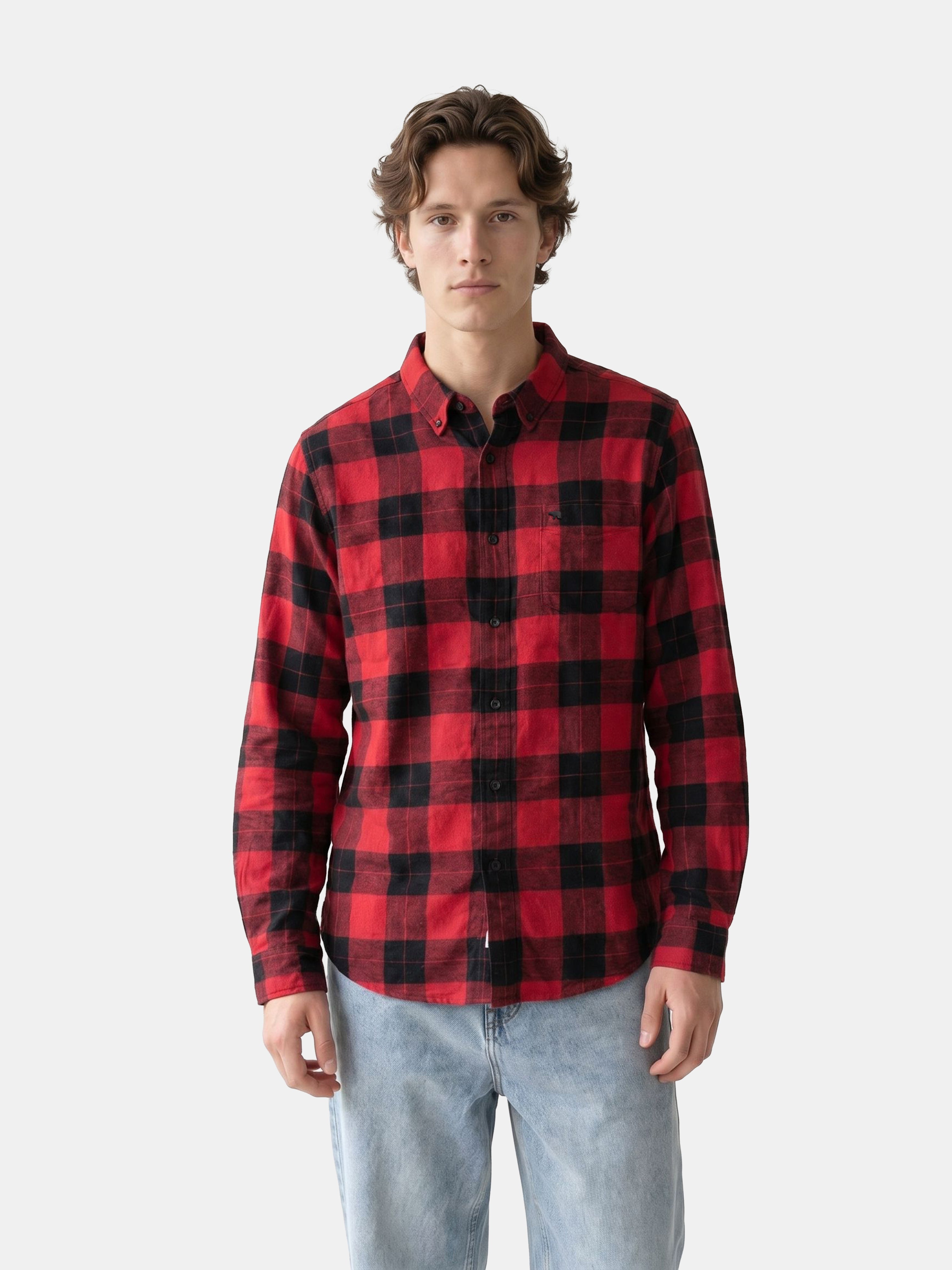 Men Red Checked Shirt